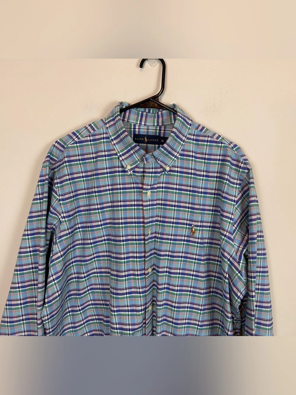 Polo Ralph Lauren Plaid Oxford Button-Down Shirt Blue Green Size  XL